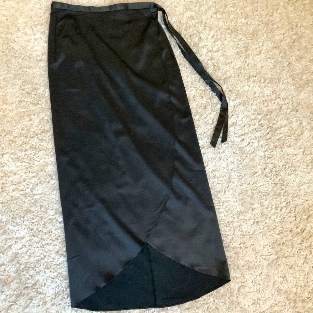 Asos Black 10 Wrap Midi Skirt with Side Tie Classic Minimalist Normcore Scandi